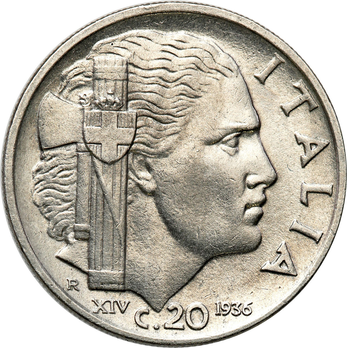 Włochy, Vittorio Emanuele III. 20 Centesimi 1936 - RZADKIE